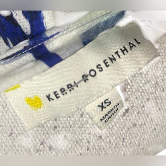 Kerri Rosenthal Joan Midi Dress Waves Artistic Tulip Print Blue White XS - Picture 6 of 6